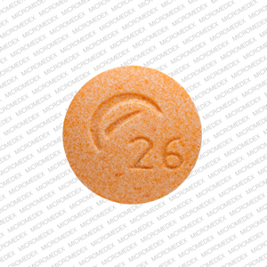 Pill Logo (Actavis) 26 Peach Round is Amphetamine and Dextroamphetamine