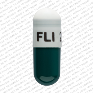 Pill FLI 21 mg Green & White Capsule-shape is Memantine Hydrochloride Extended Release