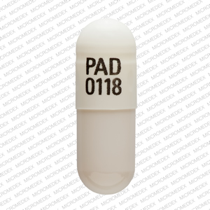 Pill PAD 0118 White Capsule/Oblong is Trospium Chloride Extended-Release