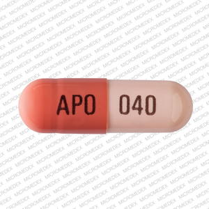 Pill APO 040 Pink Capsule/Oblong is Omeprazole Delayed Release