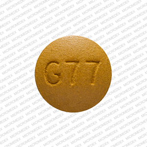 Pill G77 Brown Round is Oxymorphone Hydrochloride Extended-Release