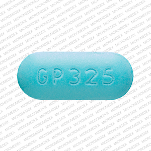 Pill GP 325 Blue Capsule/Oblong is Acetaminophen and Diphenhydramine Hydrochloride