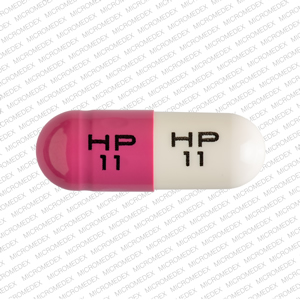 Pill HP 11 HP 11 Pink & White Capsule/Oblong is Indomethacin