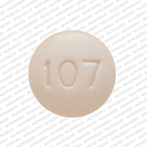 Pill 107 Peach Round is Promethazine Hydrochloride