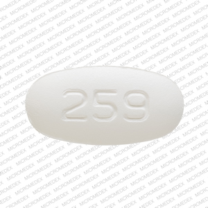 Pill 259 White Capsule/Oblong is Quetiapine Fumarate