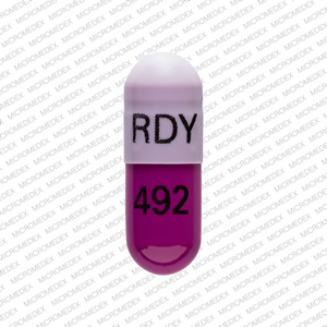 Pill RDY 492 Purple Capsule/Oblong is Esomeprazole Magnesium Delayed-Release