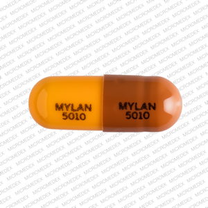 Pill MYLAN 5010 MYLAN 5010 Orange & Yellow Capsule-shape is Thiothixene