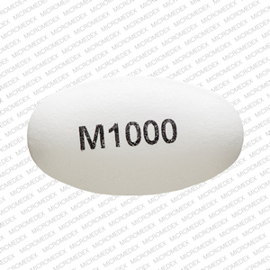 Pill M1000 White Oval is Metformin Hydrochloride Extended-Release