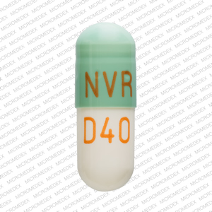 Pill NVR D40 Green & White Capsule/Oblong is Focalin XR
