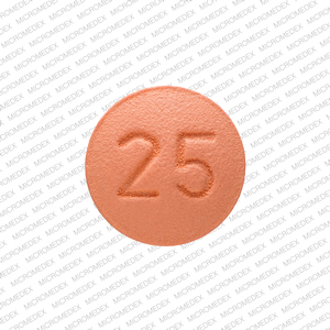 Pill 25  Pink Round is Quetiapine Fumarate