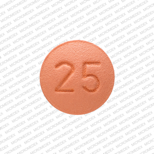 Pill 25 Pink Round is Quetiapine Fumarate