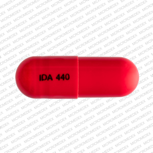 Pill IDA 440 Red Capsule/Oblong is Acetaminophen, Dichloralphenazone and Isometheptene Mucate