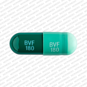 Pill BVF 180 BVF 180 Green Capsule/Oblong is Diltiazem Hydrochloride Extended-Release (CD)