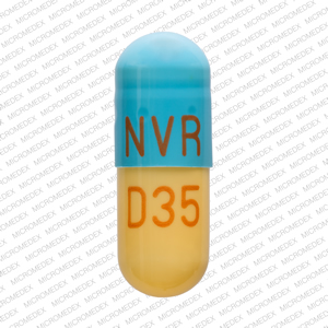 Pill NVR D35 Blue & Brown Capsule/Oblong is Focalin XR