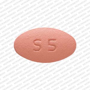 Pill S 5 Red Elliptical/Oval is Simvastatin