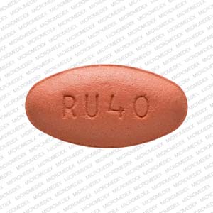 Pill RU40 Pink Oval is Rosuvastatin Calcium