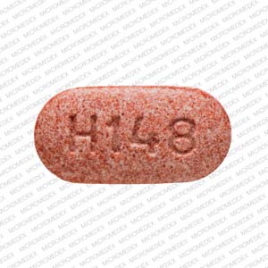 Pill H148 Red Capsule/Oblong is Lisinopril