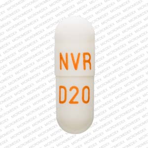 Pill NVR D20 White Capsule-shape is Dexmethylphenidate Hydrochloride Extended-Release