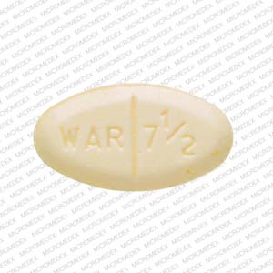 Pill WAR 7 1/2 Yellow Oval is Warfarin Sodium