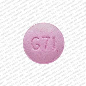 Pill G71 Purple Round is Oxymorphone Hydrochloride Extended-Release