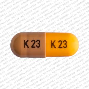 Pill K 23 K 23 Brown & Orange Capsule/Oblong is Oxycodone Hydrochloride