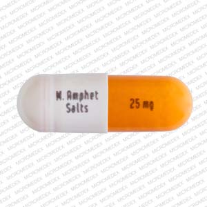 Amphetamine and dextroamphetamine extended release 25 mg M. Amphet Salts 25 mg