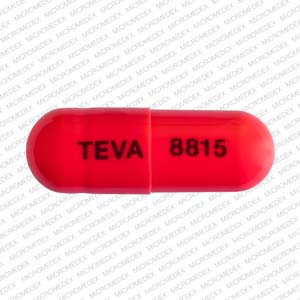 Pill TEVA 8815 Red Capsule/Oblong is Tolmetin Sodium