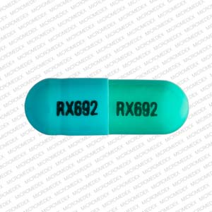 Pill RX692 RX692 Blue Capsule-shape is Clindamycin Hydrochloride