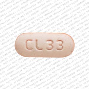 Pill CL 33 Pink Capsule/Oblong is Rizatriptan Benzoate