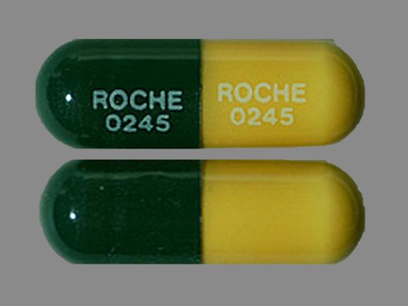 Pill ROCHE 0245 ROCHE 0245 Green Capsule/Oblong is Invirase