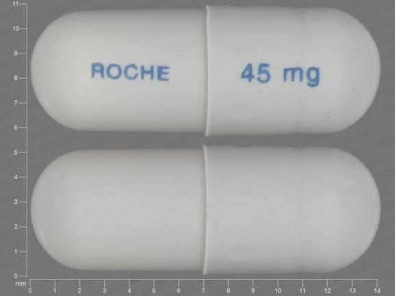 Pill ROCHE 45 mg Gray Capsule/Oblong is Tamiflu