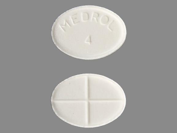 Pill MEDROL 4 White Oval is Medrol