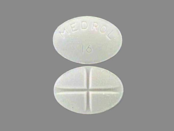 Pill MEDROL 16 White Oval is Medrol