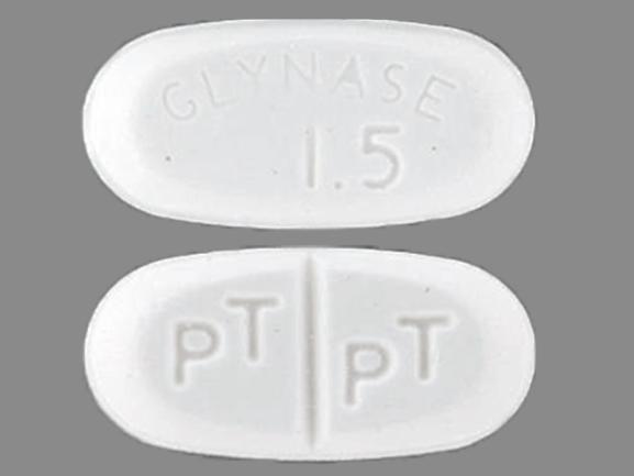 Pill GLYNASE 1.5 PT PT White Elliptical/Oval is Glynase pres-tab