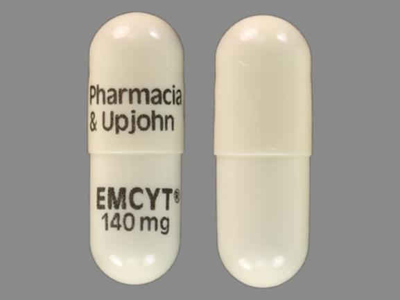 Pill Pharmacia & Upjohn EMCYT 140 mg White Capsule-shape is Emcyt