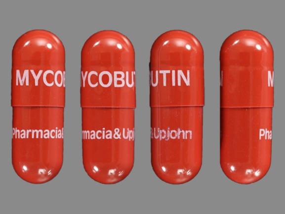 Pill MYCOBUTIN Pharmacia Brown Capsule/Oblong is Mycobutin