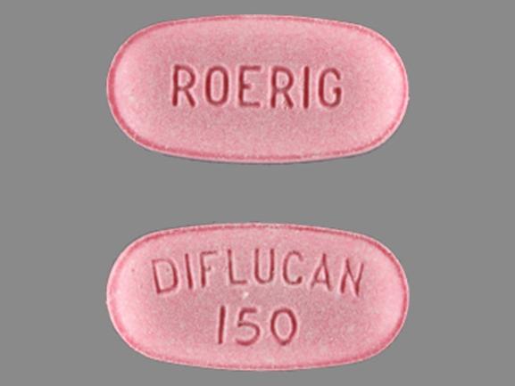 Pill DIFLUCAN 150 ROERIG Pink Oval is Diflucan