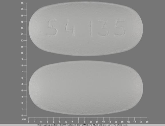 Pill 54 135 White Oval is Mycophenolate Mofetil