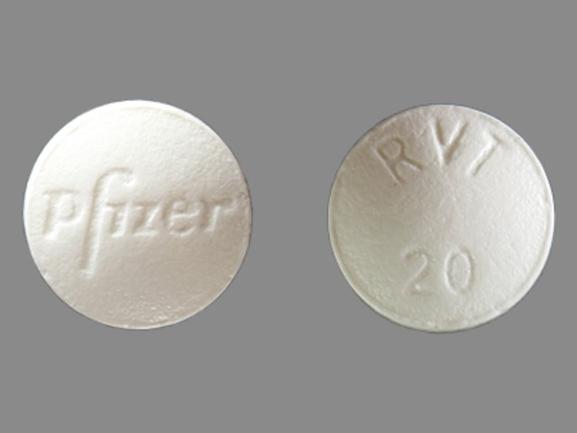 Pill RVT 20 Pfizer White Round is Revatio