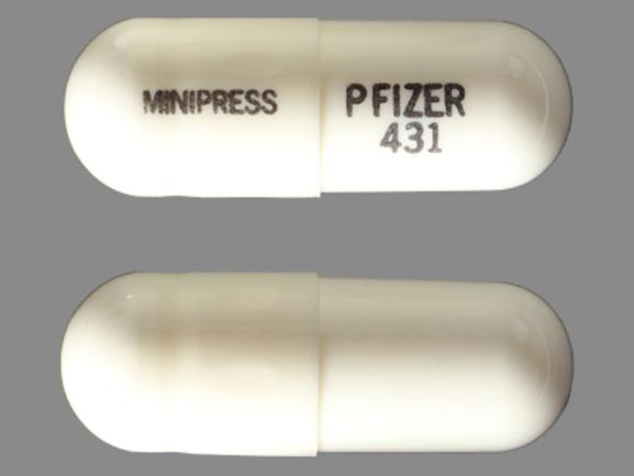 Pill MINIPRESS PFIZER 431 White Capsule/Oblong is Minipress