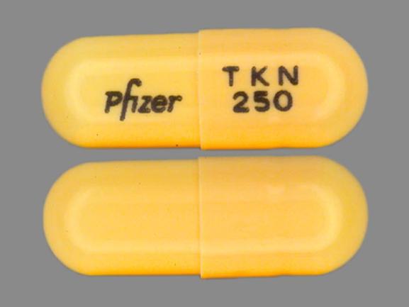 Pill PFIZER TKN 250 Orange Capsule-shape is Tikosyn
