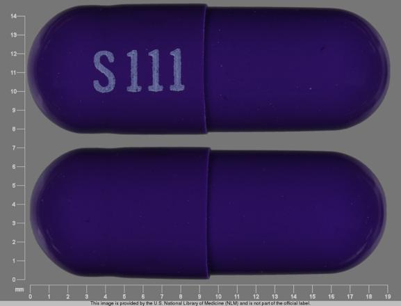 Pill S 111 Purple Capsule/Oblong is Uribel