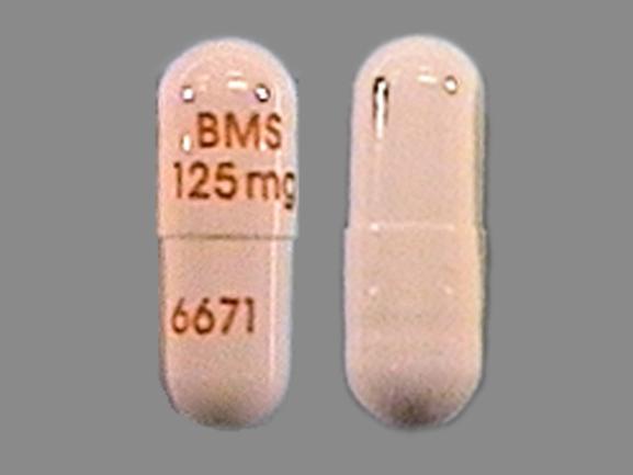 Pill BMS 125mg 6671 White Capsule/Oblong is Videx EC