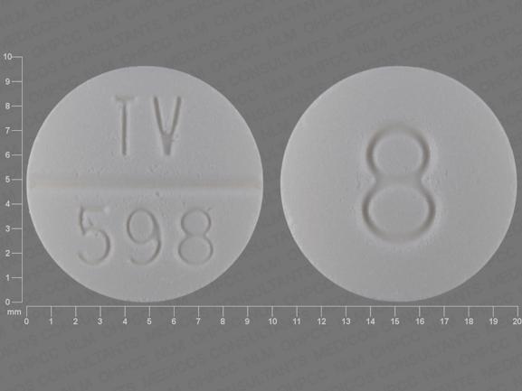 Pill TV 598 8 White Round is Doxazosin Mesylate