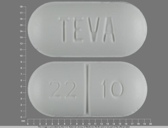 Pill TEVA 22 10 White Capsule/Oblong is Sucralfate