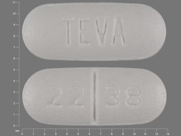 Pill TEVA 22 38 White Capsule/Oblong is Cephalexin Monohydrate