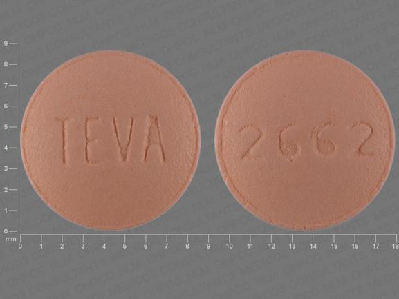 Pill TEVA 2662 Orange Round is Famotidine
