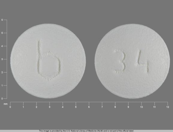 Pill b 34 White Round is Mimvey