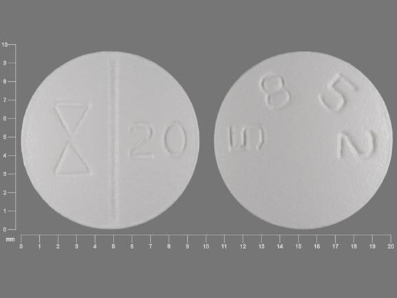 Pill 5852 Logo 20 White Round is Escitalopram Oxalate