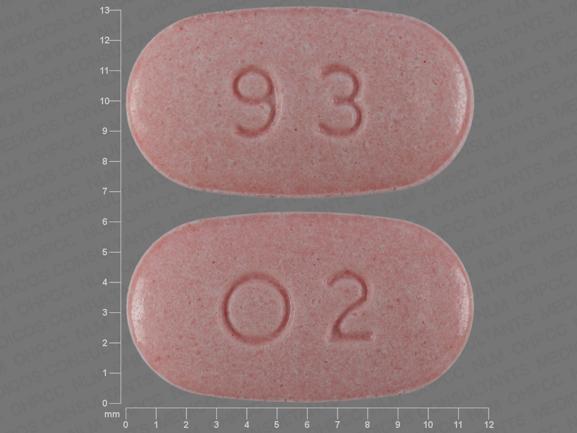 Pill 93 O2 Red Oval is Oxymorphone Hydrochloride